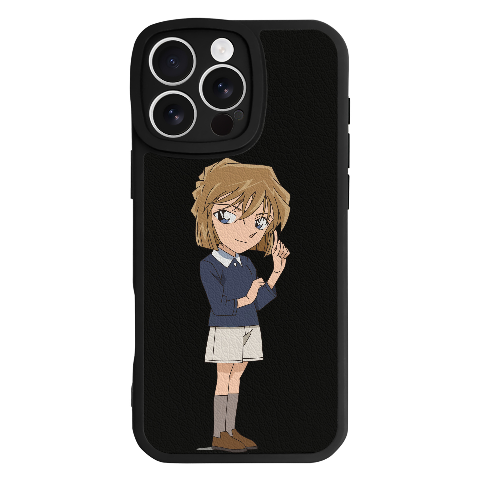 （画像用） 名探偵コナン 灰原 哀 はいばら あい Detective Conan Anita Hailey、Vi Graythorn Haibara Ai 【iPhone 16シリーズ対応】シリコンスマホケース（レザー調） 材質：シリコン